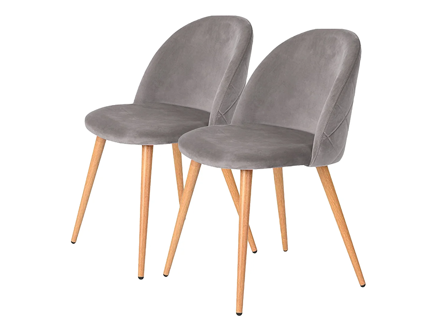 Lot de 2 chaises Gina en tissu gris anthracite avec pieds en bois