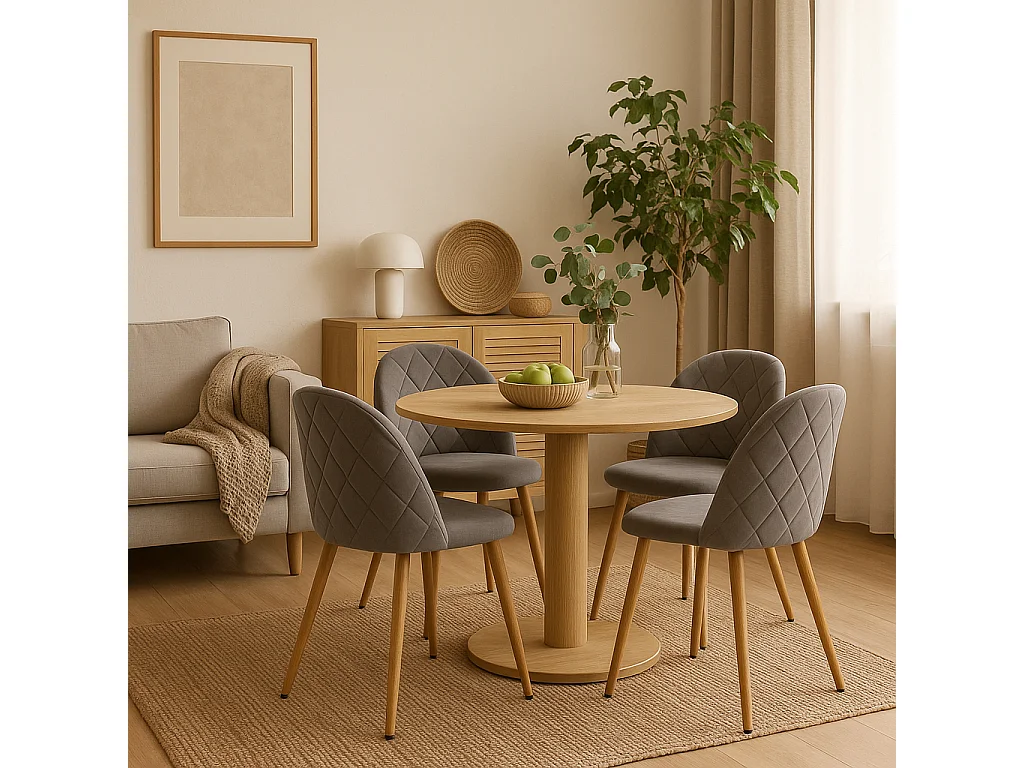 Lot de 2 chaises Gina en tissu gris anthracite avec pieds en bois
