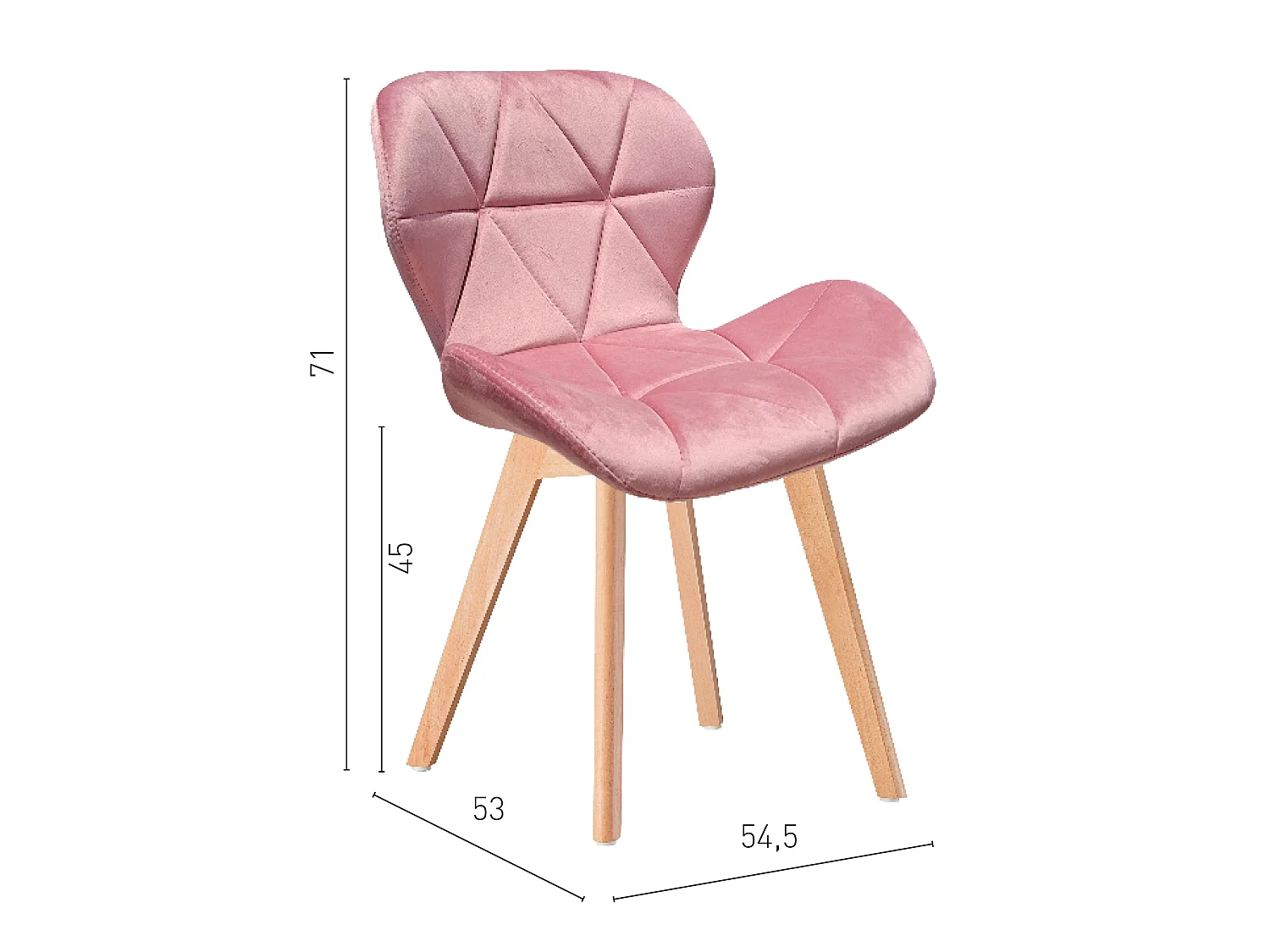 Oslo Roze Velours Scandinavische Stoel met Beukenhouten Poten