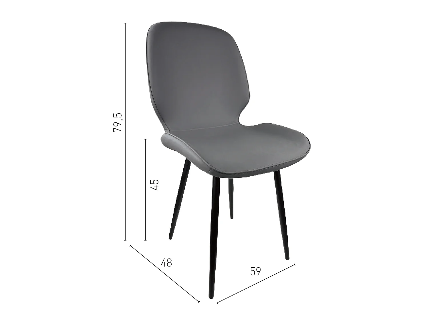 Silla Moderna Escandinava de Tela Gris con Patas de Metal Negro - AMBERES