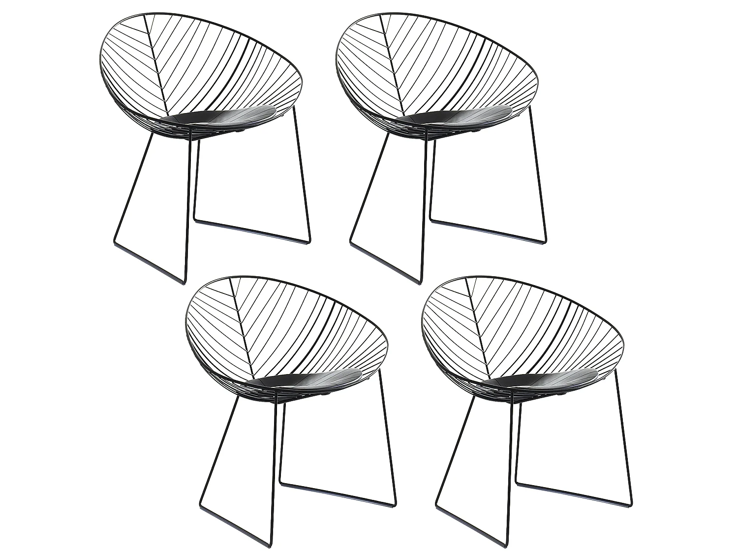 Set van 4 Mons Black Stoelen met Organisch Design en PU Kussen