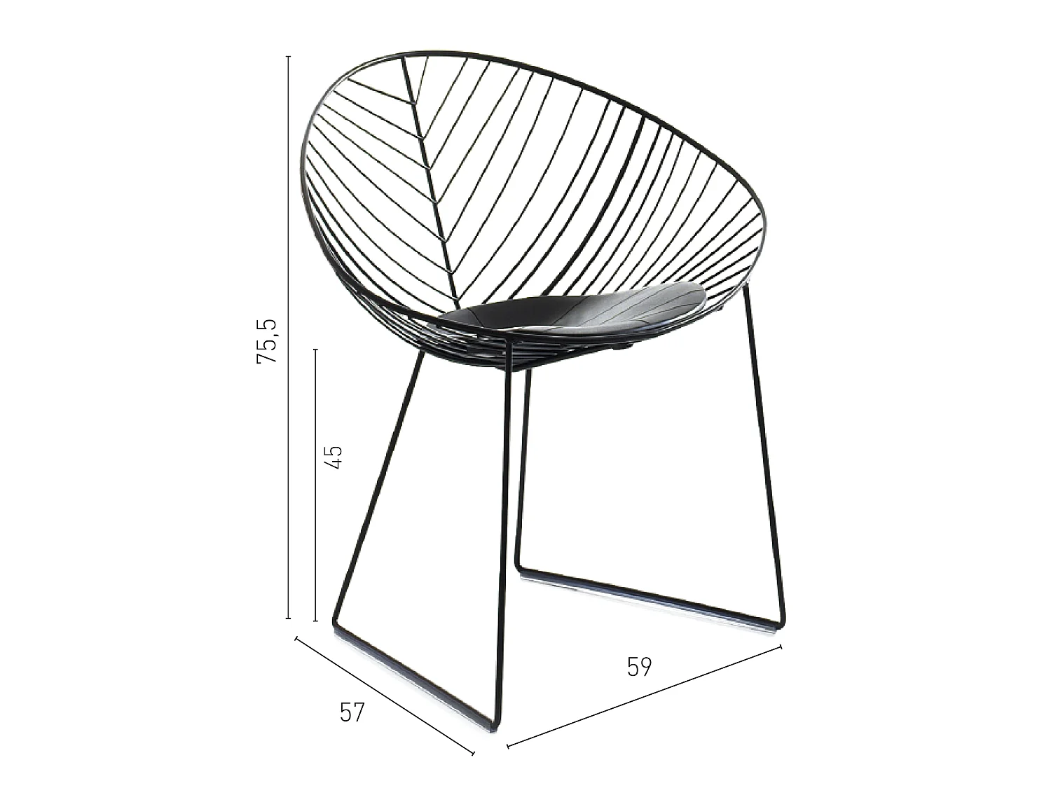 Set van 4 Mons Black Stoelen met Organisch Design en PU Kussen