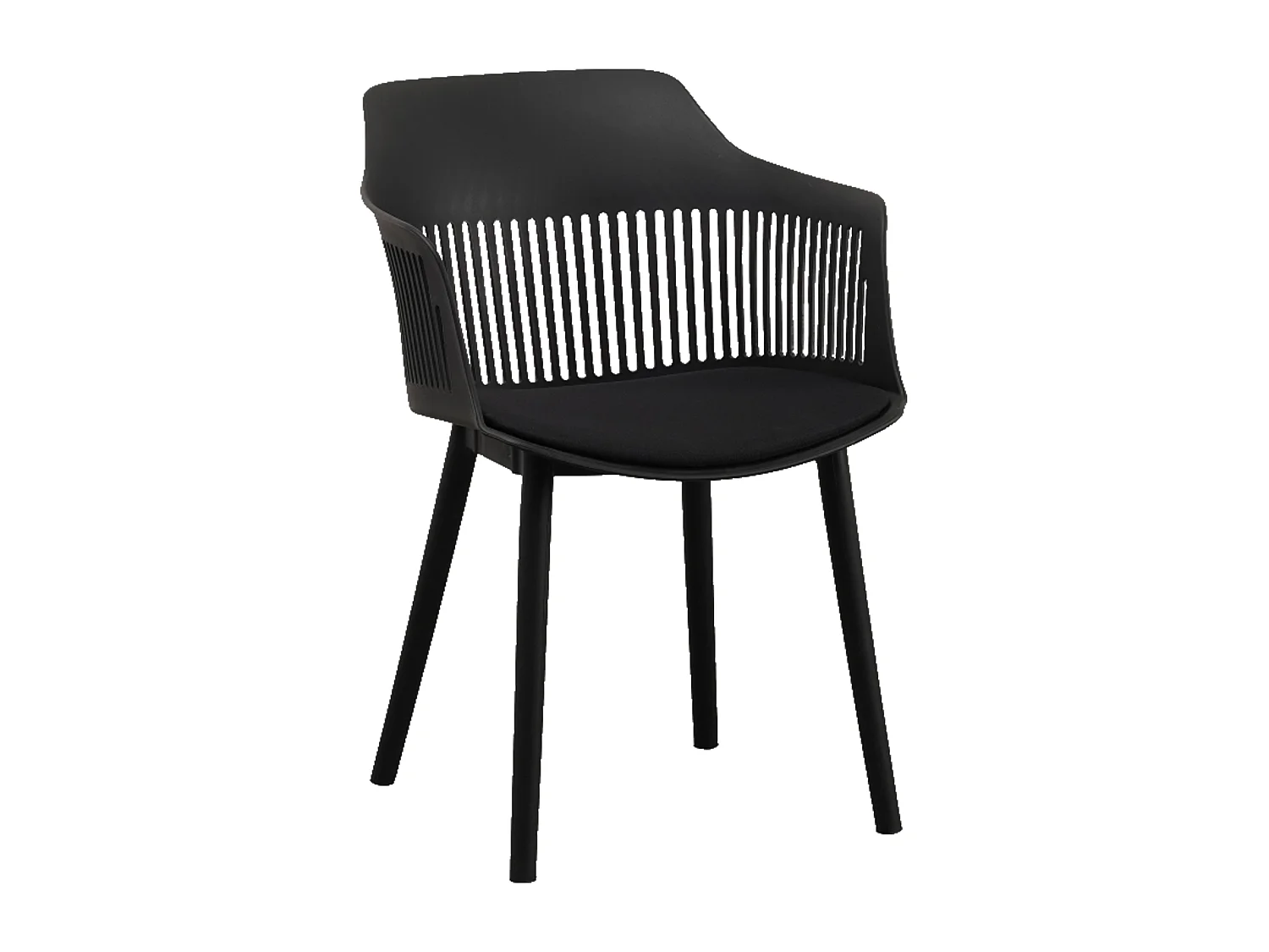 Chaise Bergen noire design avec dossier ajouré et coussin d’assise