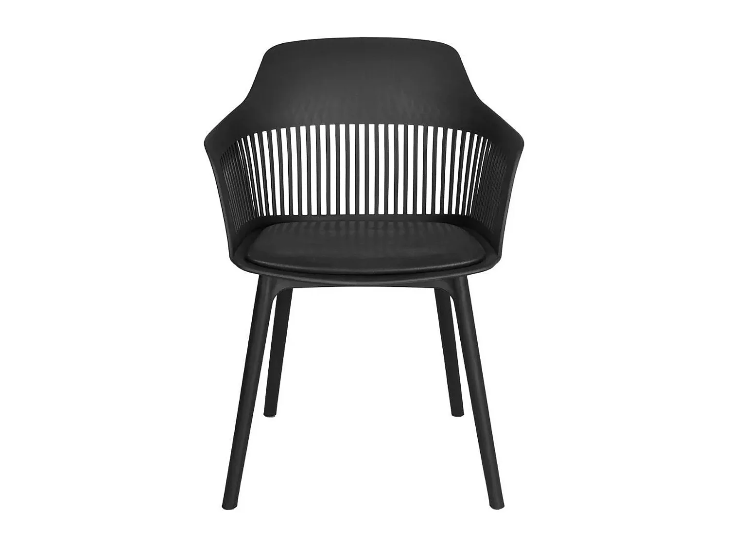 Chaise Bergen noire design avec dossier ajouré et coussin d’assise