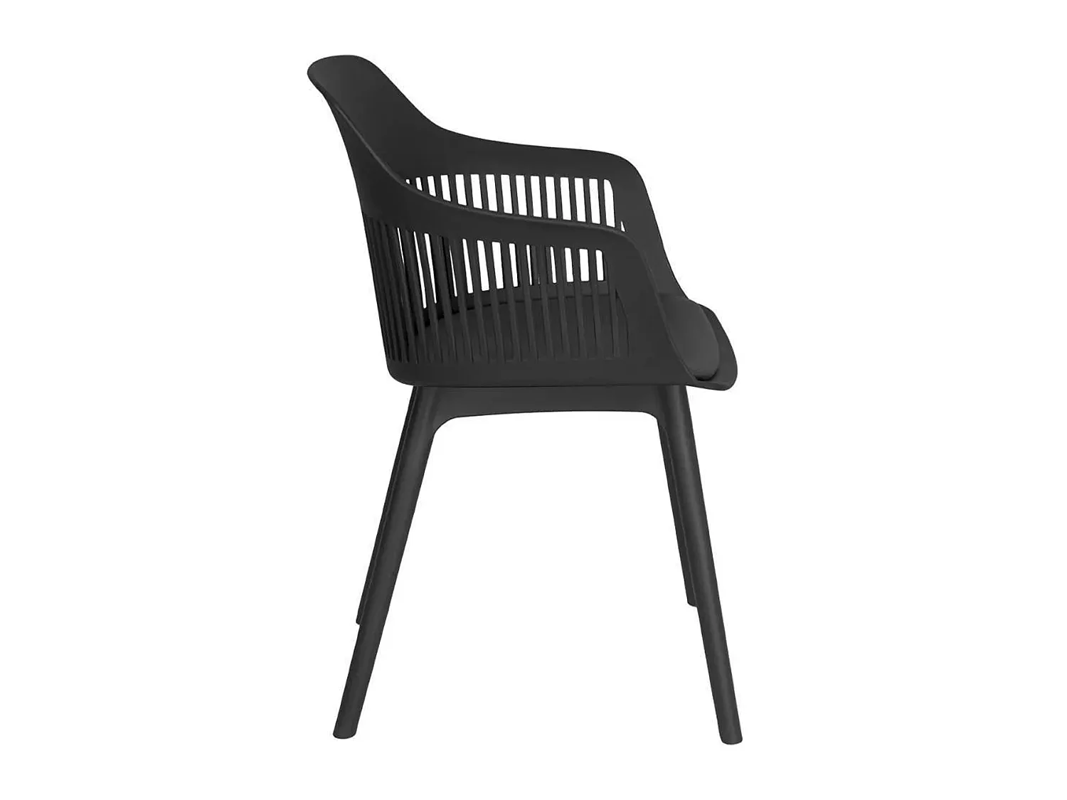 Chaise Bergen noire design avec dossier ajouré et coussin d’assise