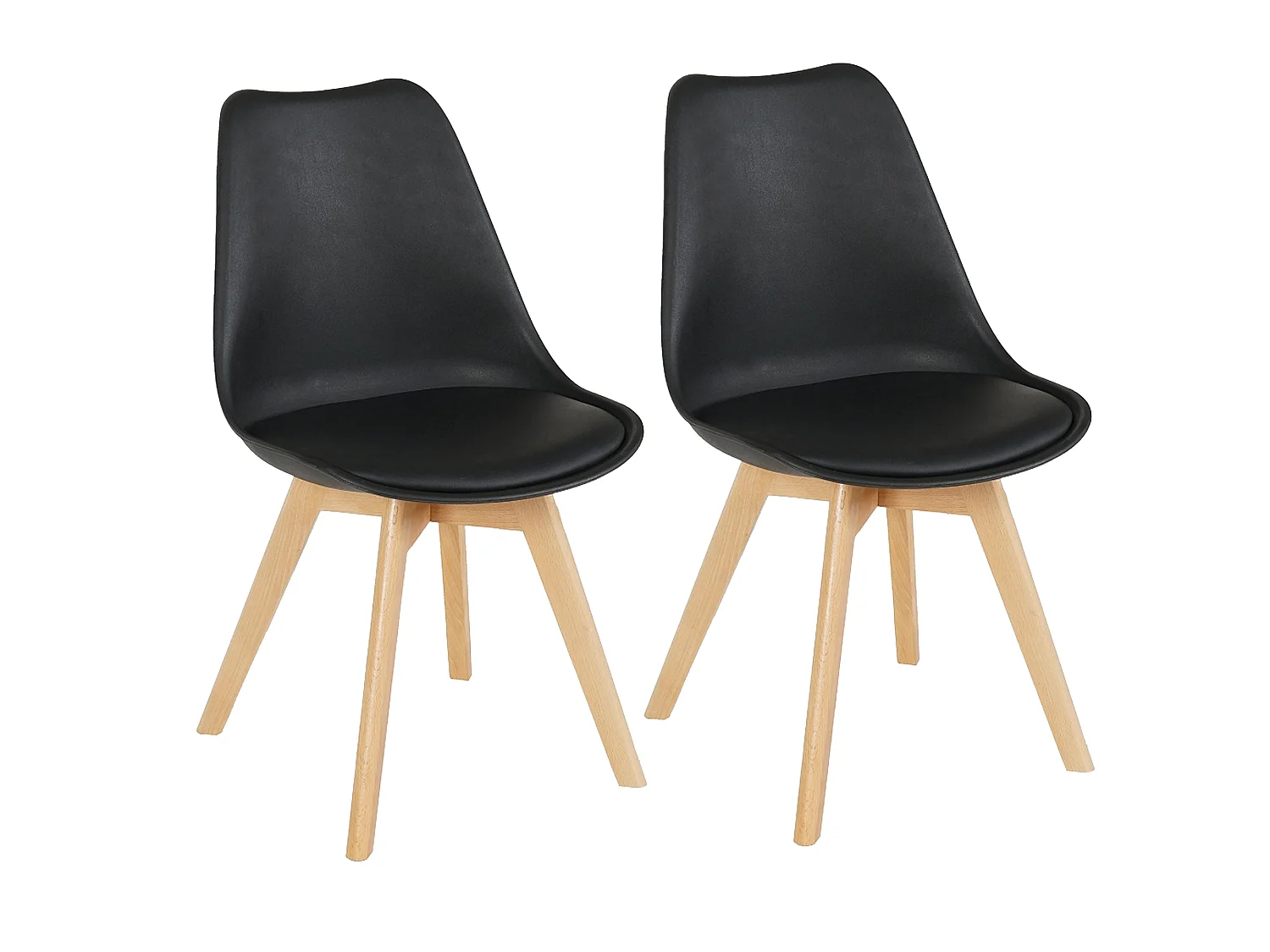Lot de 2 chaises Copenhague noires au design scandinave avec pieds en bois