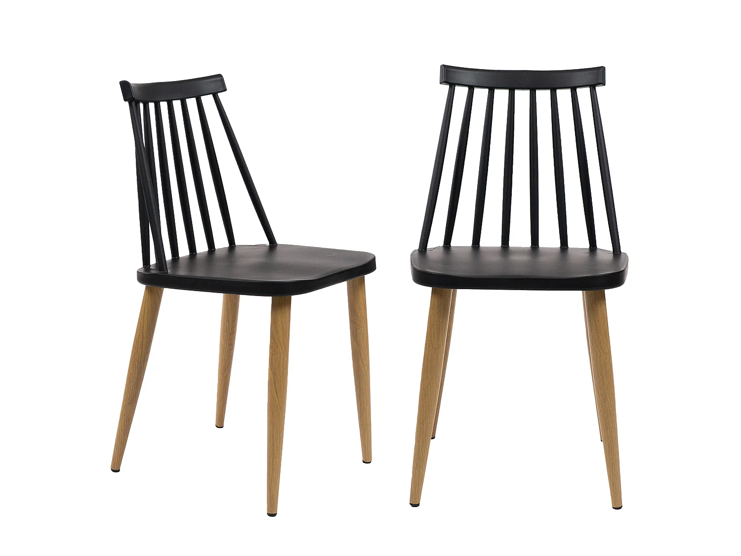 Lot de 2 chaises Sticks au design contemporain noir et effet bois