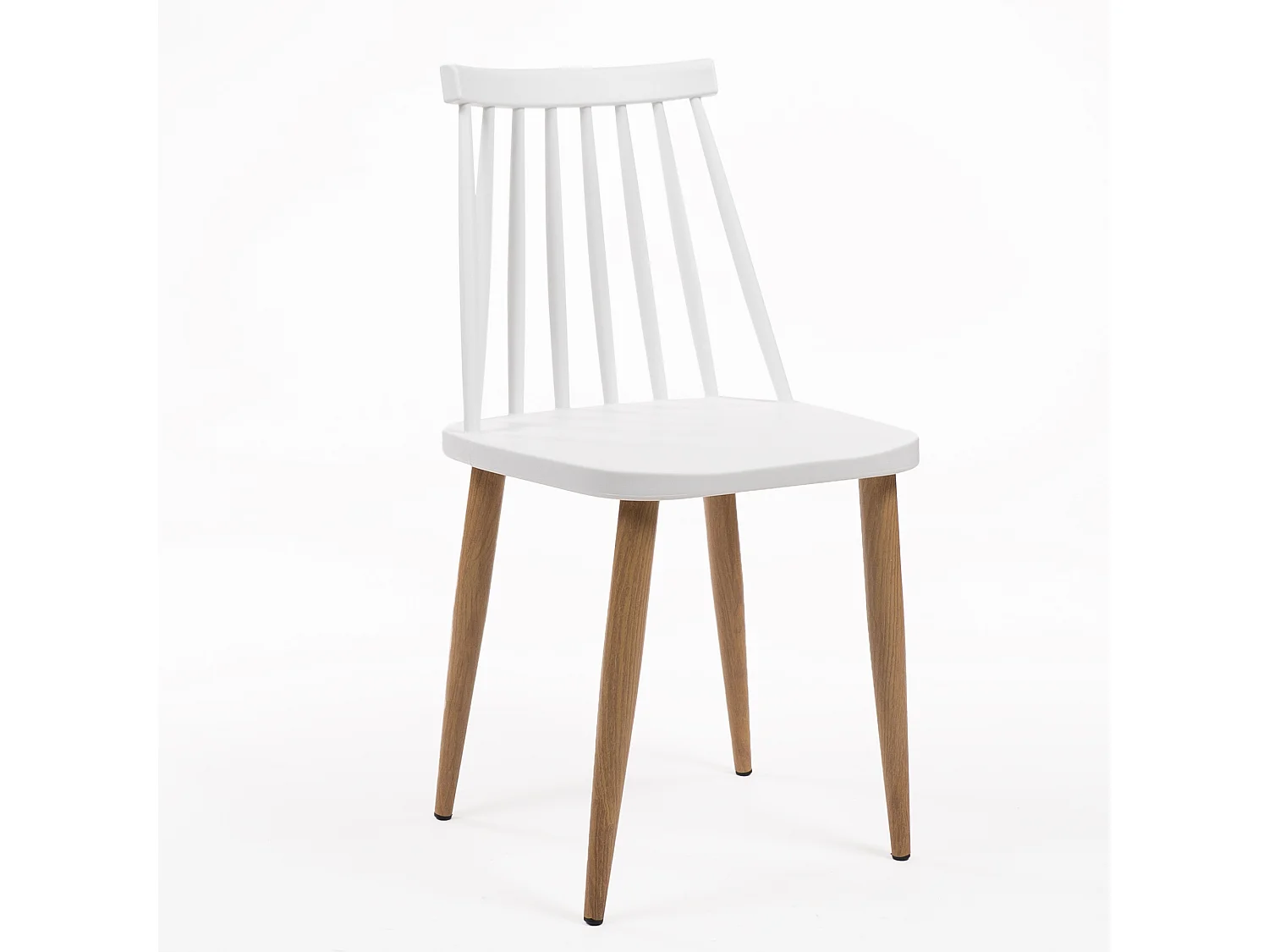 Lot de 2 chaises Sticks au design contemporain Blanc et effet bois