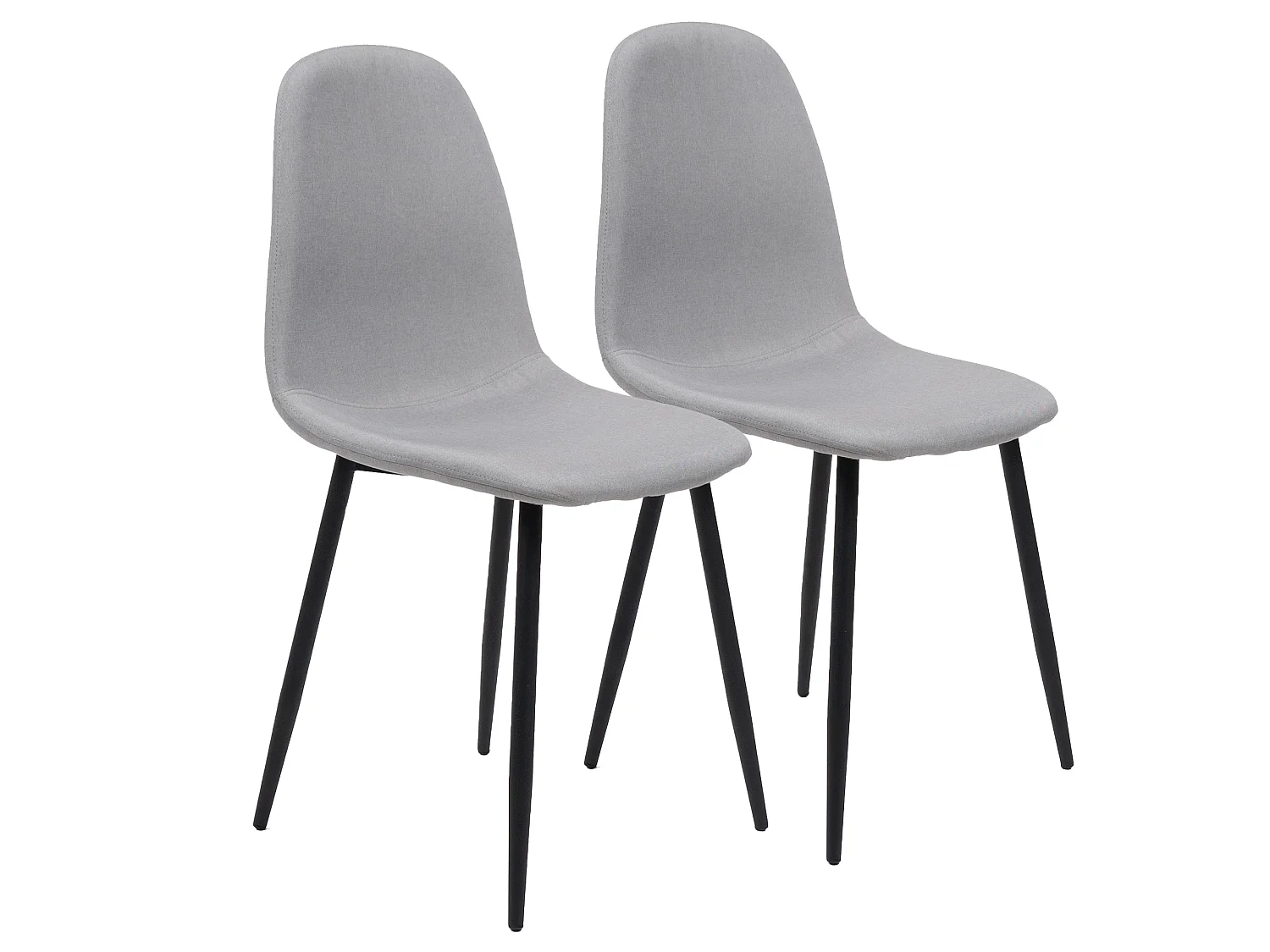 Lot de 2 chaises Norway grises en tissu rembourré avec pieds en acier