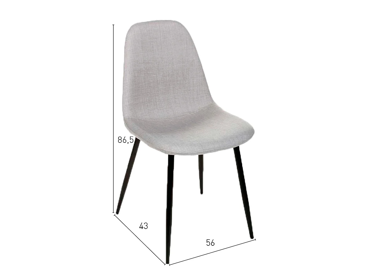 Lot de 2 chaises Norway grises en tissu rembourré avec pieds en acier