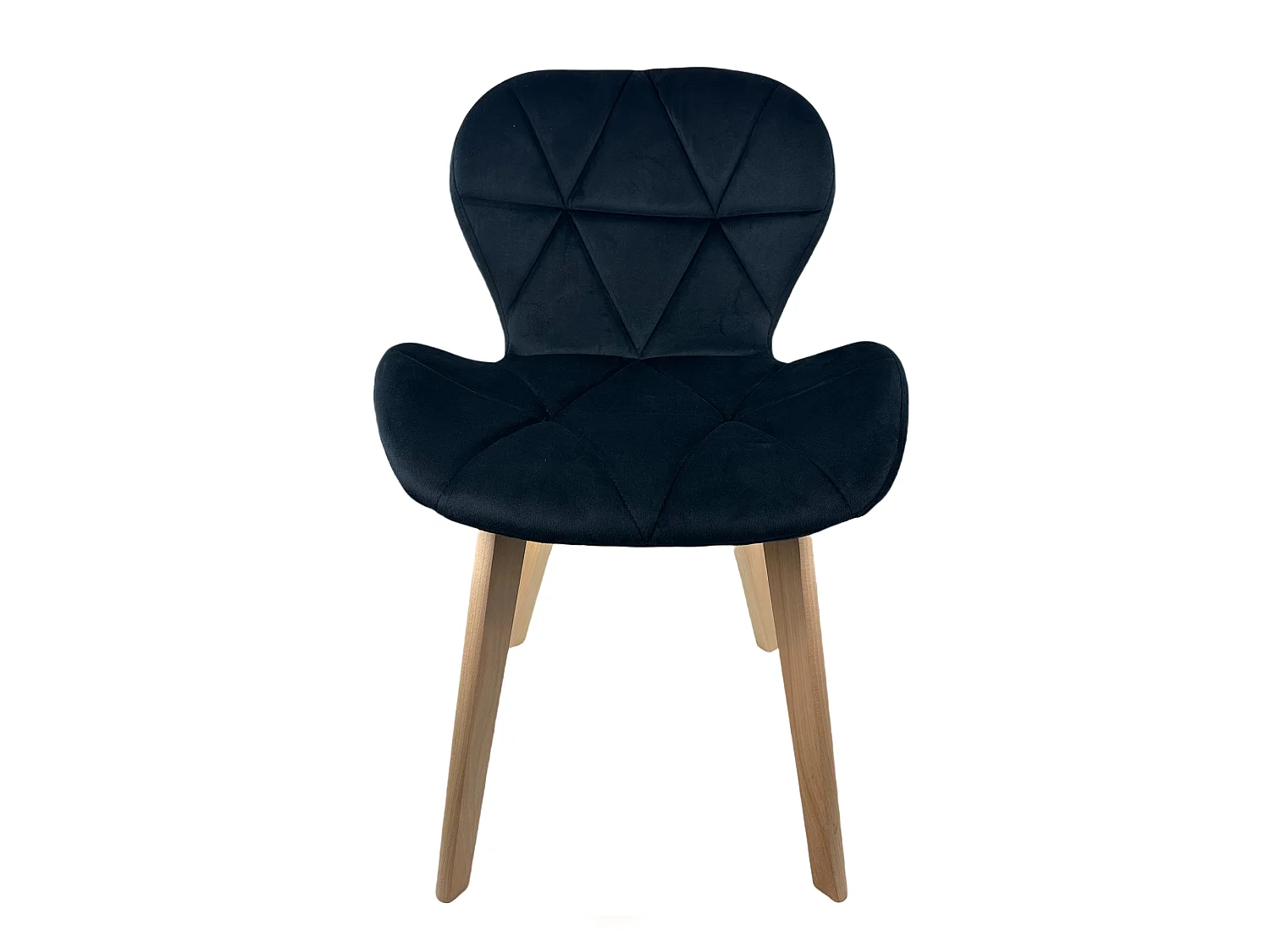 Oslo Zwarte Velours Scandinavische Stoel met Beukenhouten Poten