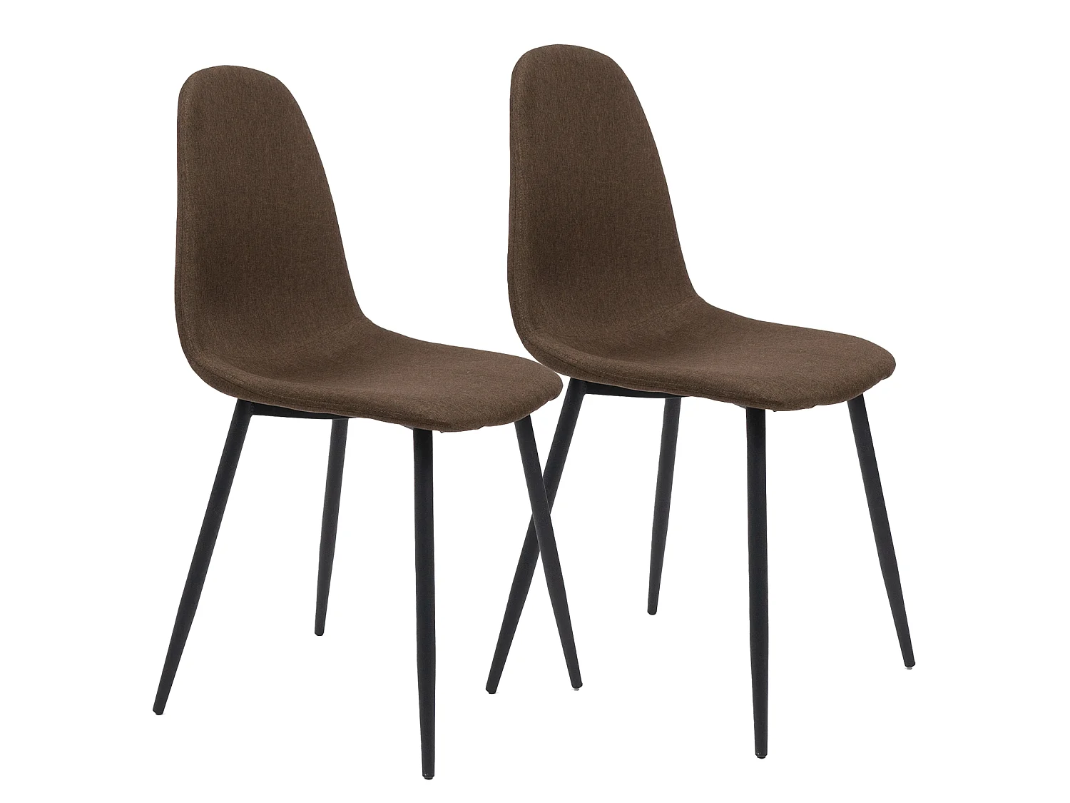 Lot de 2 chaises Norway marron en tissu rembourré avec pieds en acier