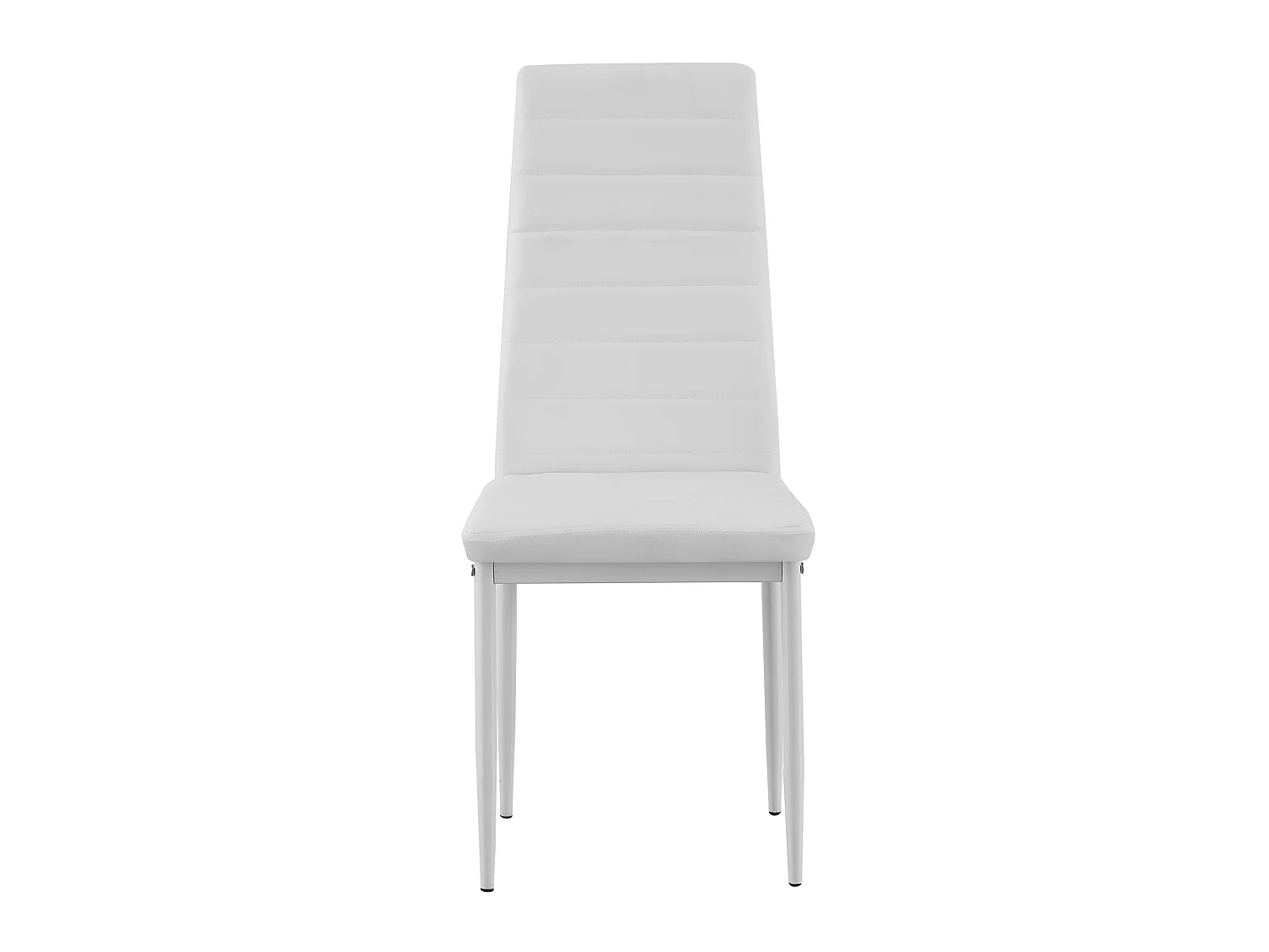 Chaise Cassel blanche en cuir synthétique avec dossier haut et pieds en métal