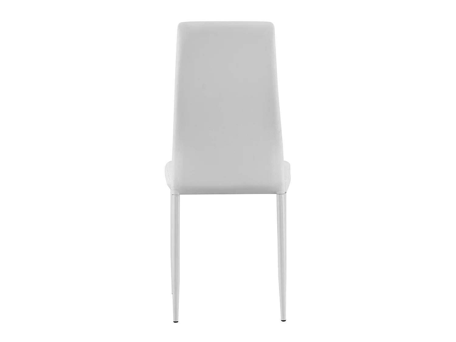 Chaise Cassel blanche en cuir synthétique avec dossier haut et pieds en métal