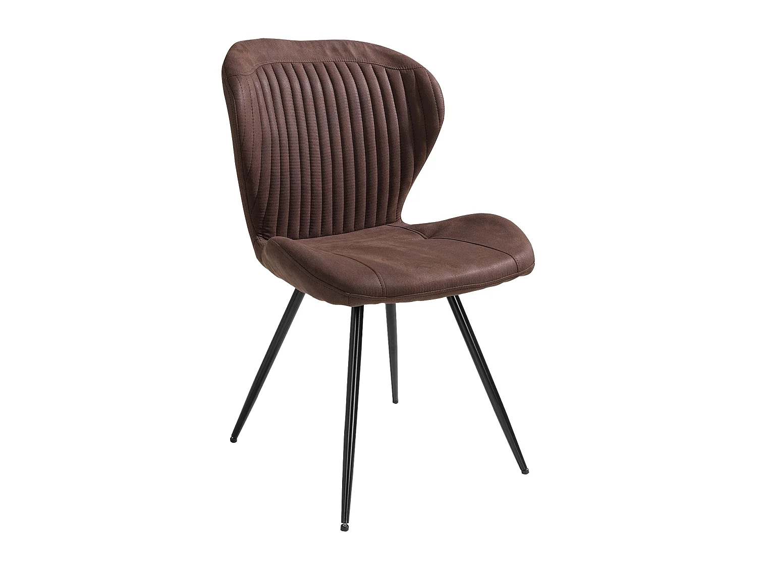 Chaise Gante marron avec revêtement effet cuir et pieds en métal noir