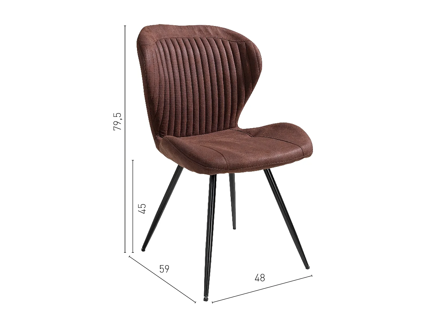 Chaise Gante marron avec revêtement effet cuir et pieds en métal noir
