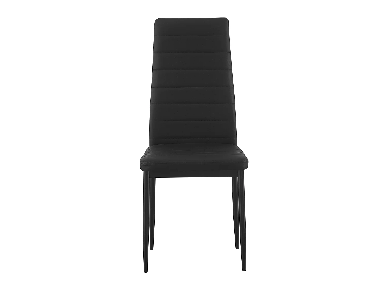Chaise Cassel noire en cuir synthétique avec dossier haut et pieds en métal