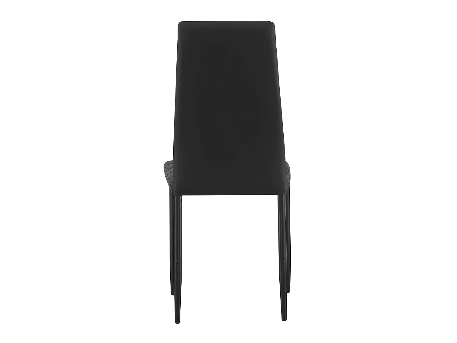 Chaise Cassel noire en cuir synthétique avec dossier haut et pieds en métal
