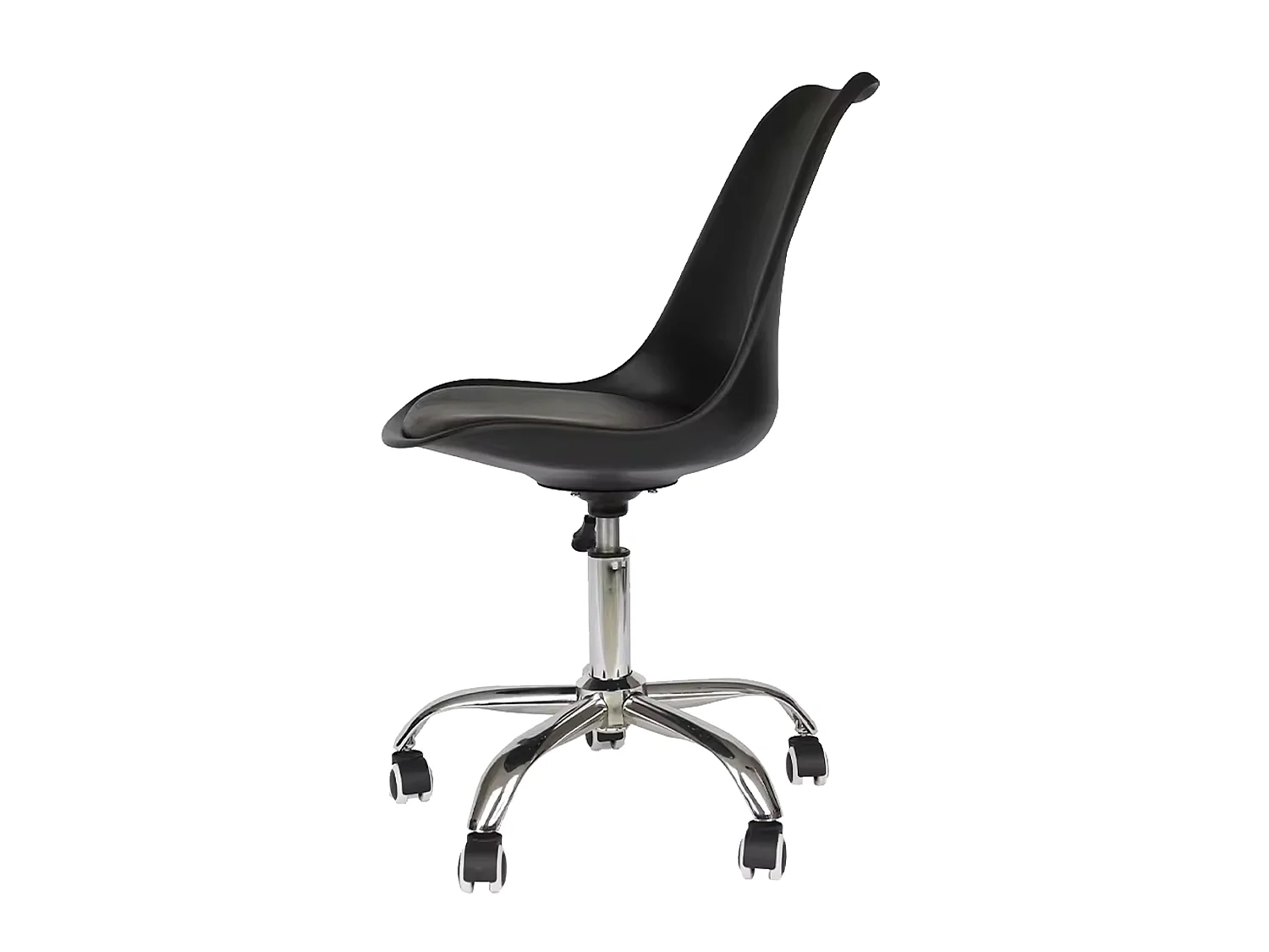 Silla de oficina negra ergonómica con altura regulable y ruedas