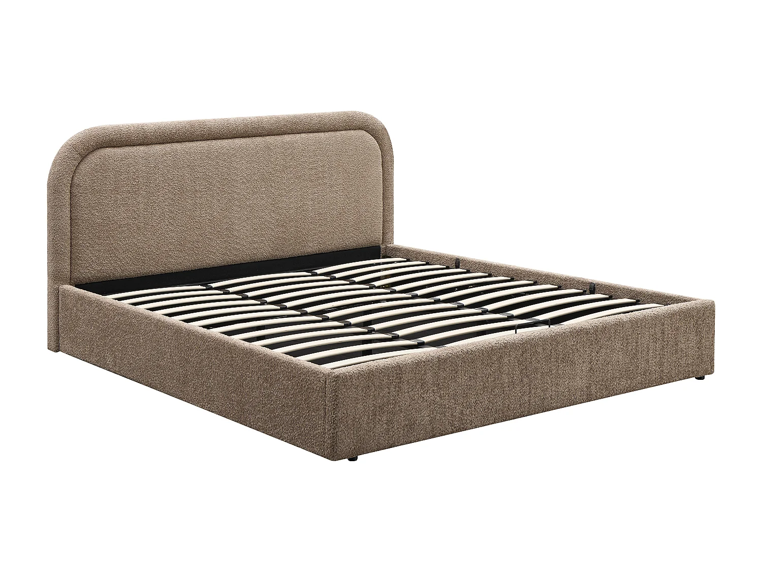 Lit coffre 180 x 200 cm - Tissu bouclette - Taupe + Matelas – FIDOZIA