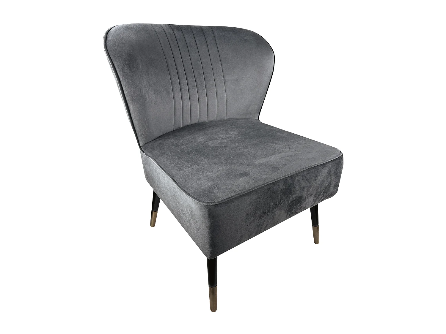 Chaise Melbourne grise en tissu avec pieds en métal noir
