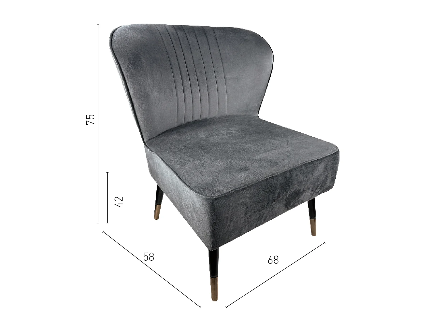 Chaise Melbourne grise en tissu avec pieds en métal noir