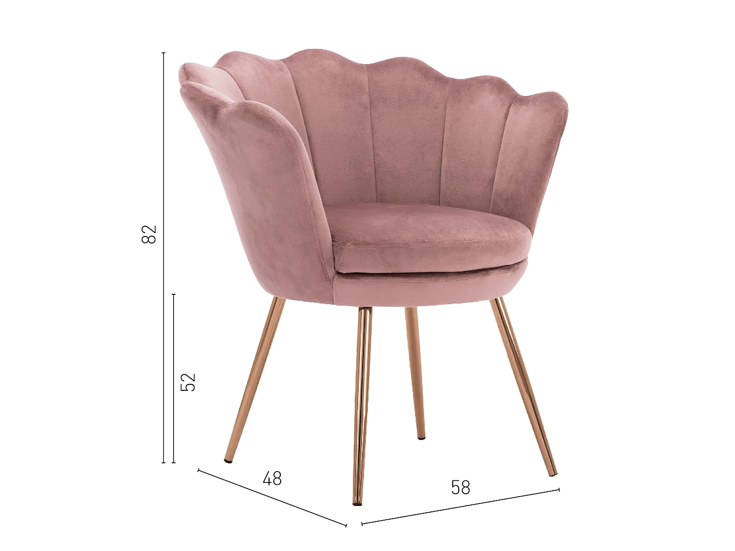 Elegante Roze Velours Stoel met Gouden Metalen Poten - Sidney