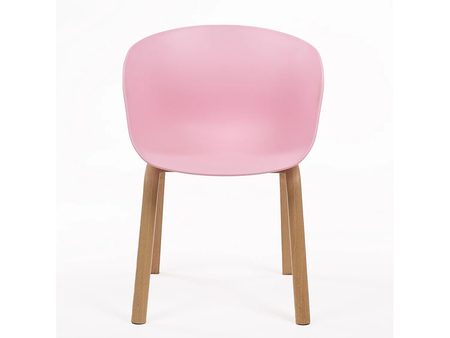 Silla Rosa Escandinava con Reposabrazos Integrados y Patas de Madera de Haya Natural - CUTE