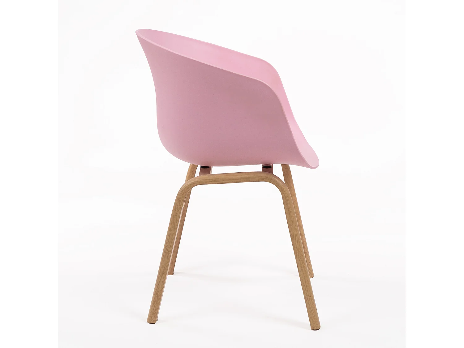 Silla Rosa Escandinava con Reposabrazos Integrados y Patas de Madera de Haya Natural - CUTE