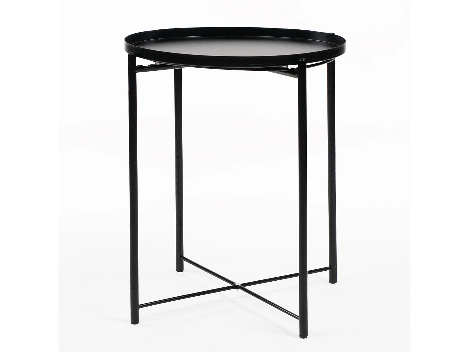 Table d’appoint scandinave noire avec plateau rond et pieds en bois – Nordic Plate