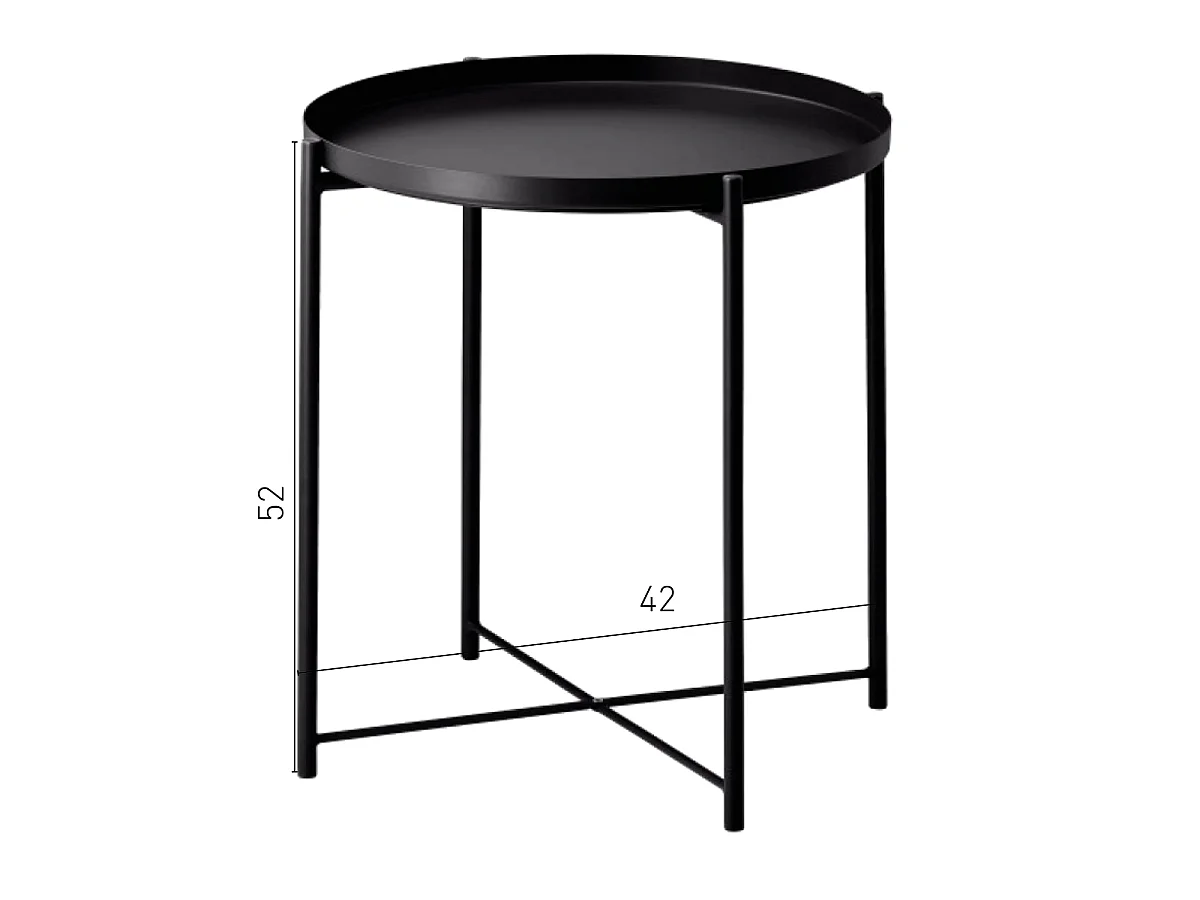Table d’appoint scandinave noire avec plateau rond et pieds en bois – Nordic Plate
