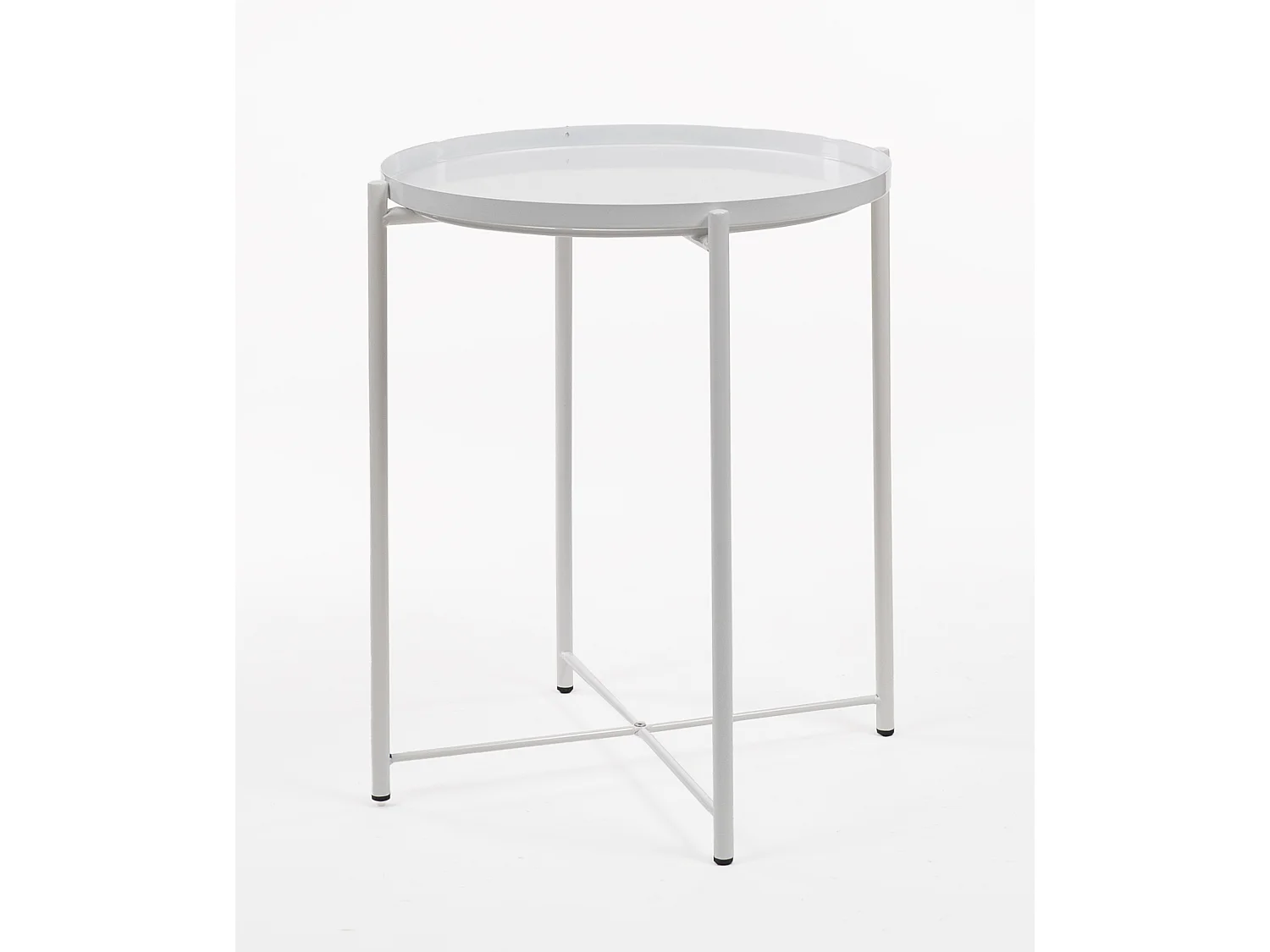 Table d’appoint scandinave blanche avec plateau rond et pieds en bois – Nordic Plate