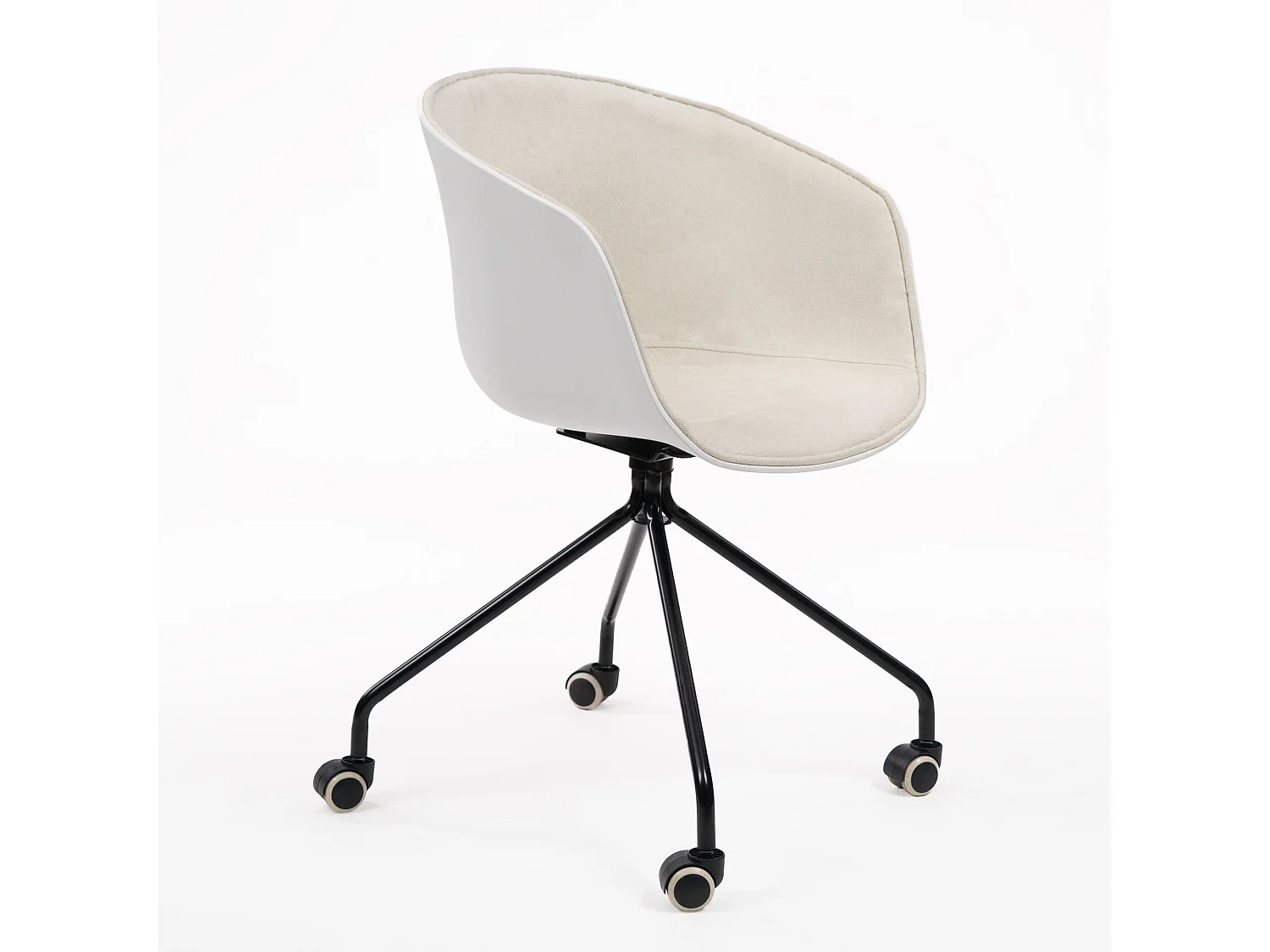 Chaise de bureau à roulettes avec assise coque et structure en acier – Cute Wheels