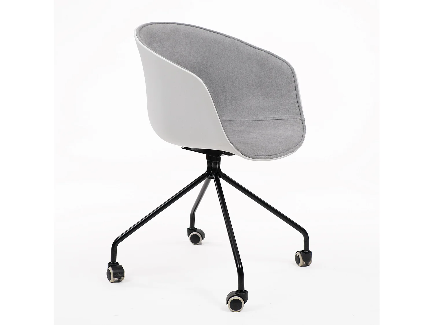 Silla de Oficina Moderna con Ruedas Bonitas, Estructura de Acero y Asiento Ergonómico en Concha