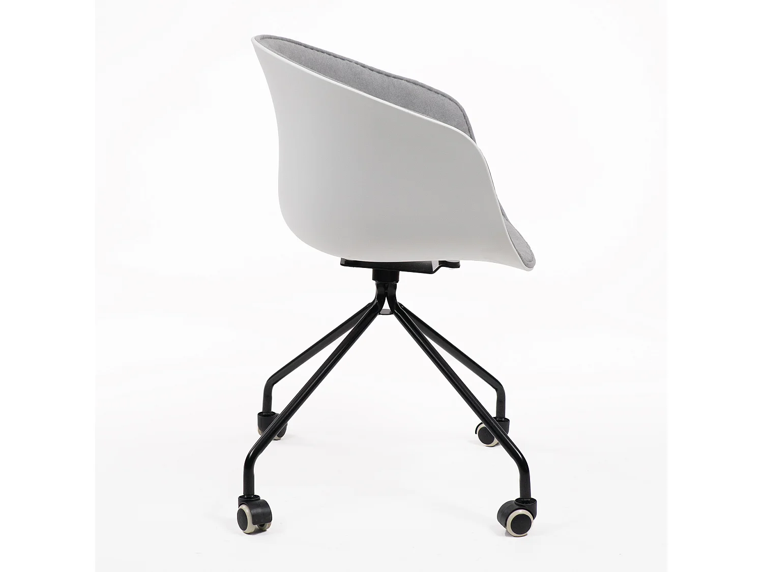Silla de Oficina Moderna con Ruedas Bonitas, Estructura de Acero y Asiento Ergonómico en Concha