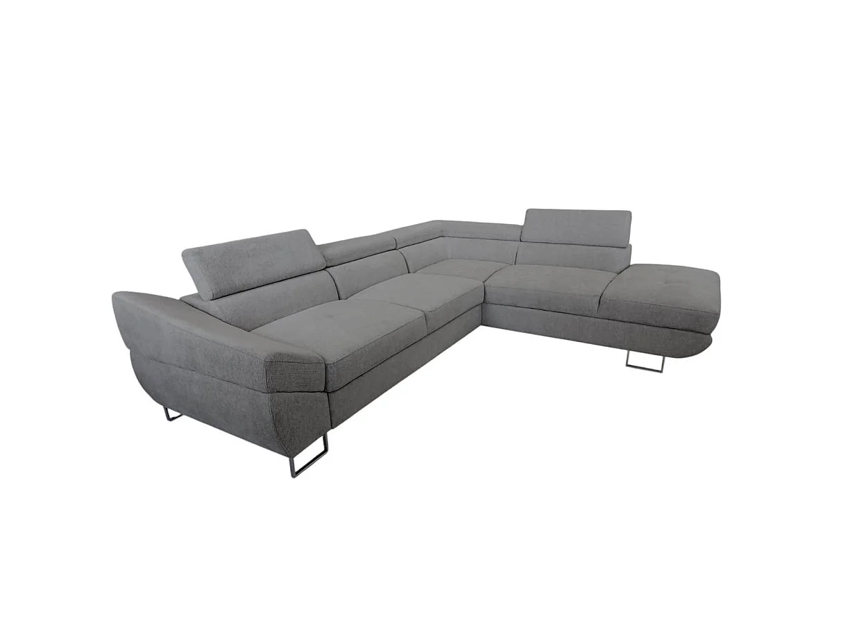 Canapé d'angle droit convertible 5 places avec coffre en tissu gris anthracite CASSIOPE
