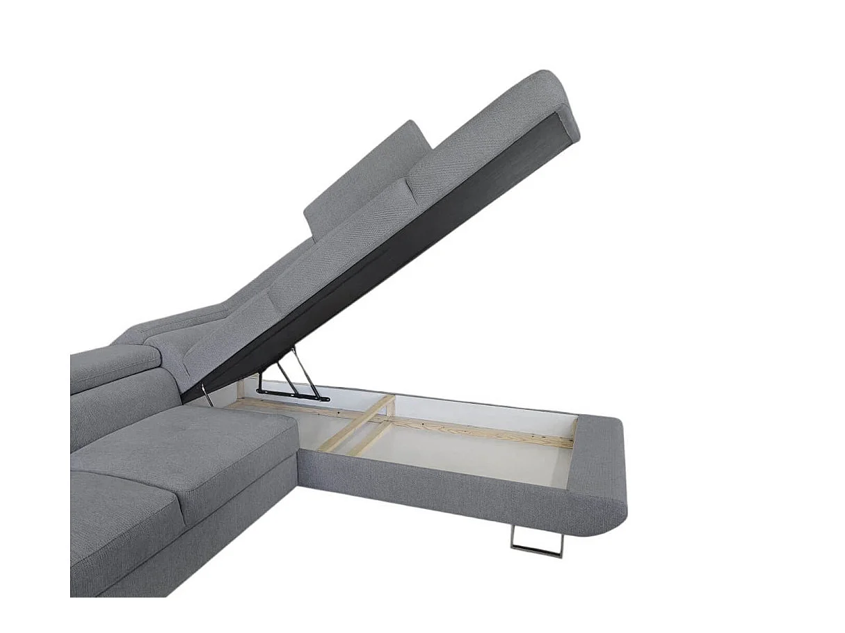 Canapé d'angle droit convertible 5 places avec coffre en tissu gris anthracite CASSIOPE