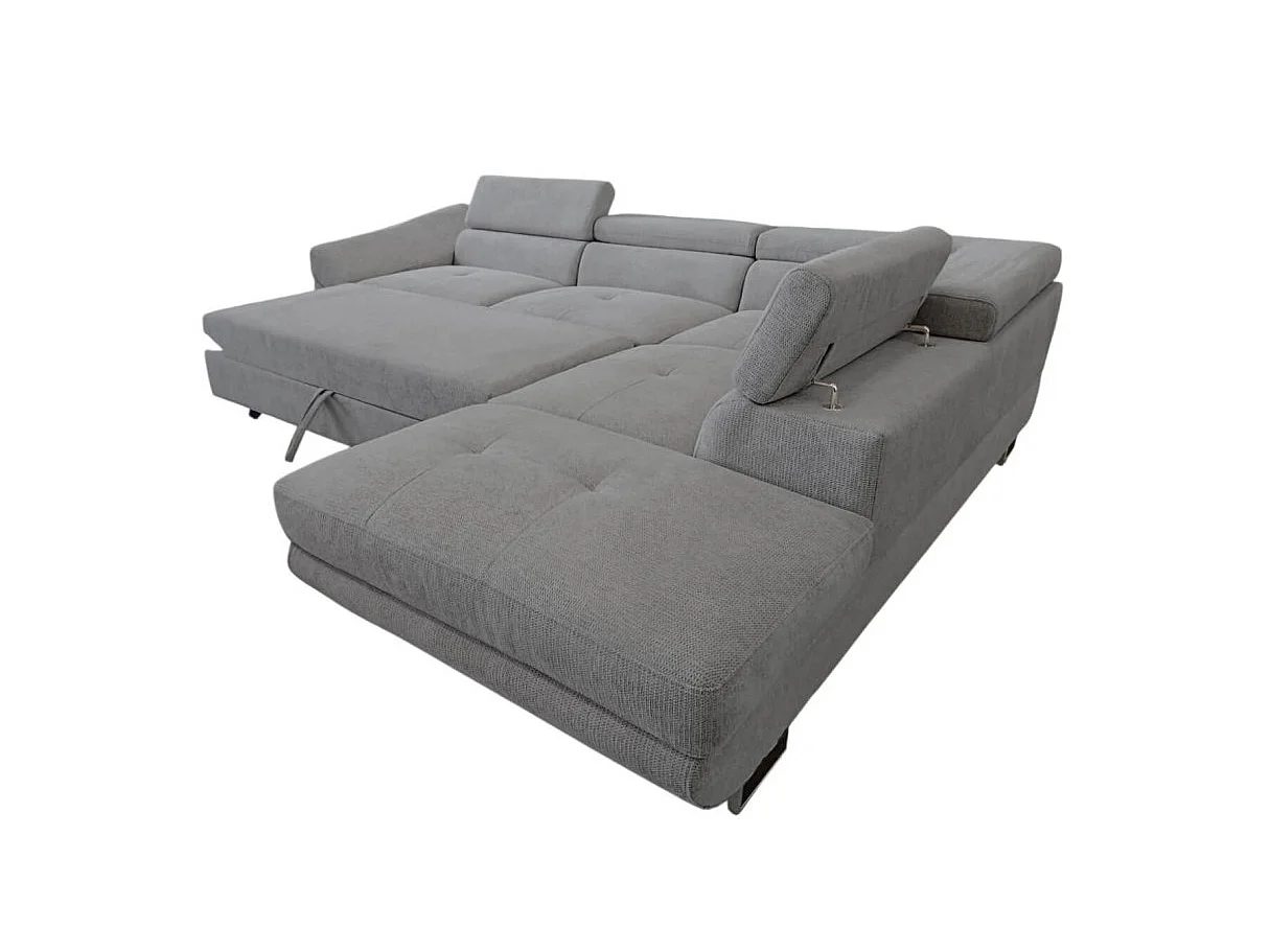 Canapé d'angle droit convertible 5 places avec coffre en tissu gris anthracite CASSIOPE