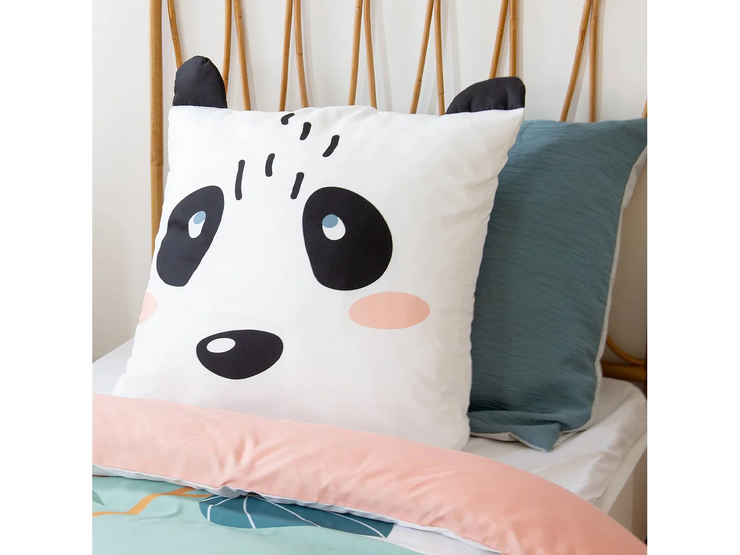 Set biancheria da letto in microfibra reversibile con stampa di panda,