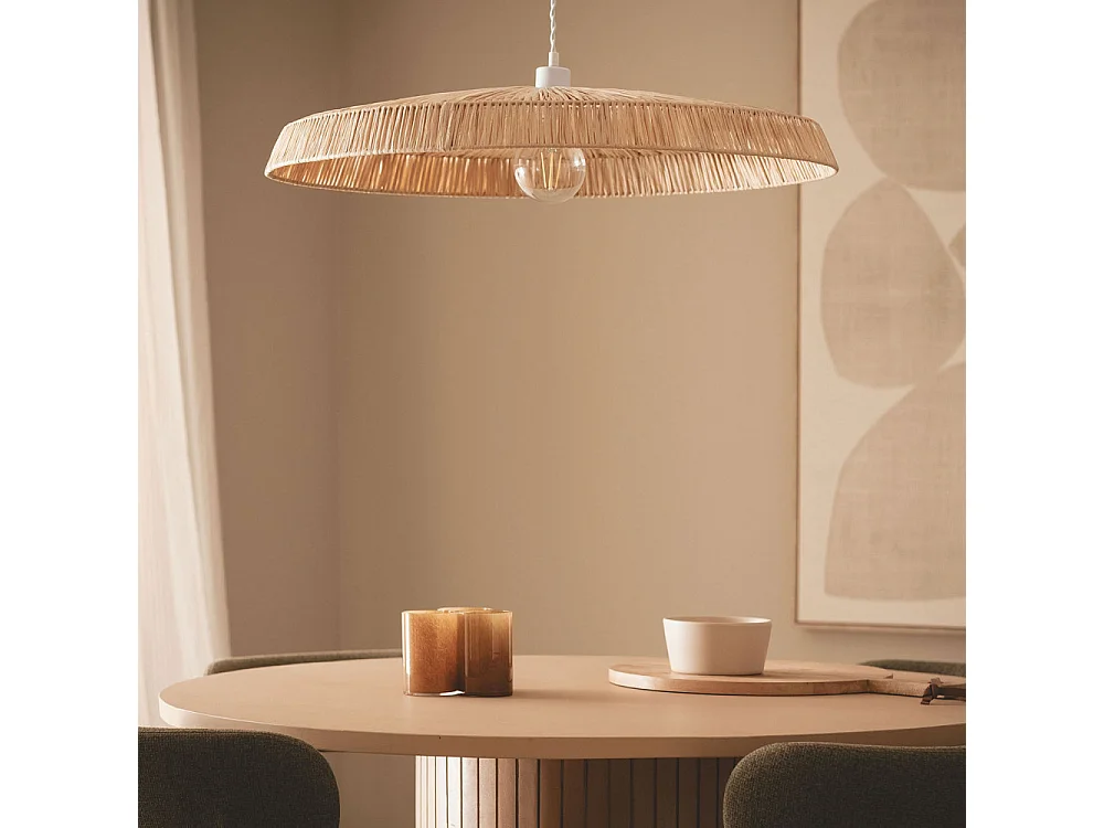 Orbe - Suspension ronde en raphia ø75cm - Bois clair