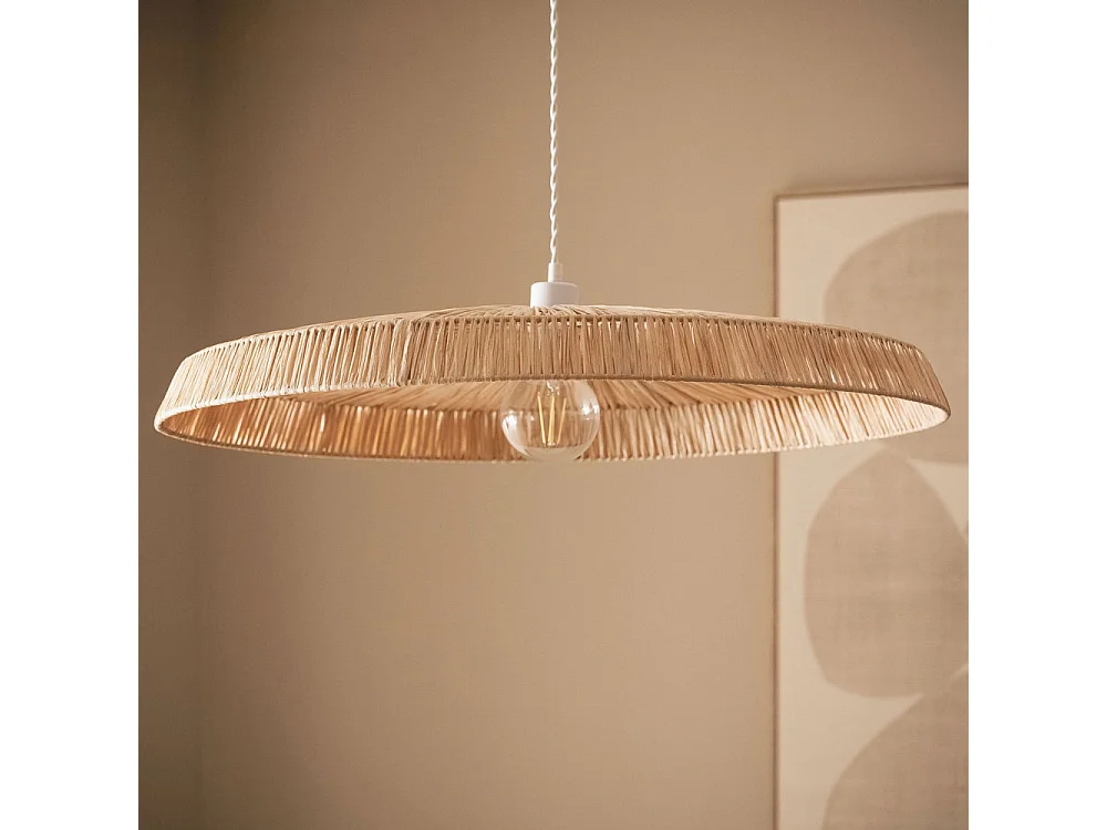 Orbe - Suspension ronde en raphia ø75cm - Bois clair