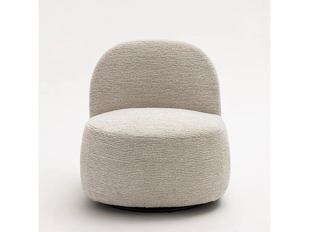 Groovy - Fauteuil pivotant en tissu chenille côtelé - Écru