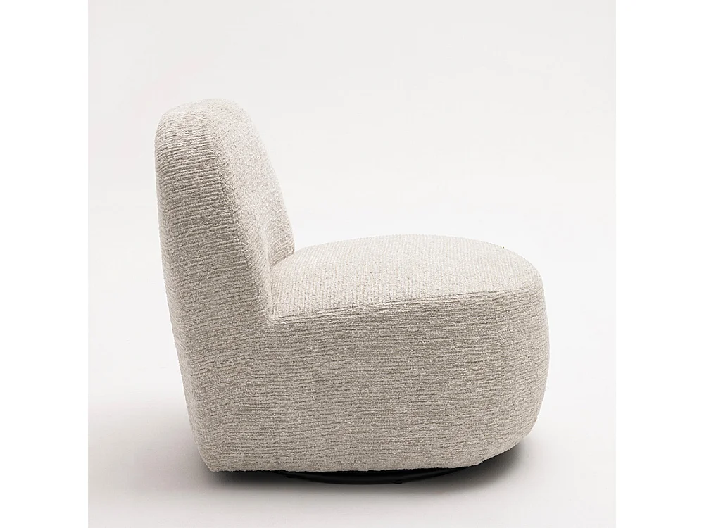 Groovy - Fauteuil pivotant en tissu chenille côtelé - Écru