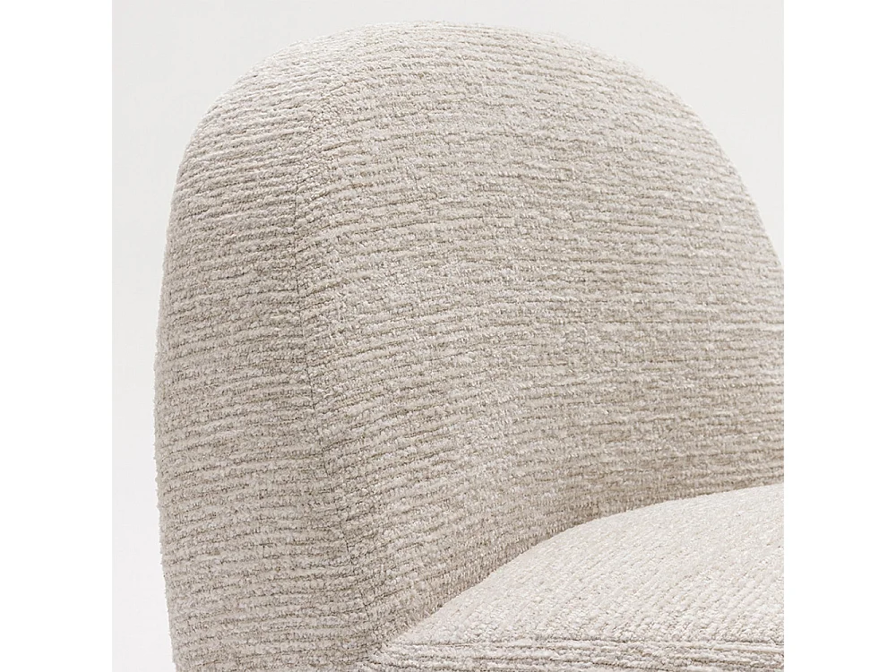 Groovy - Fauteuil pivotant en tissu chenille côtelé - Écru
