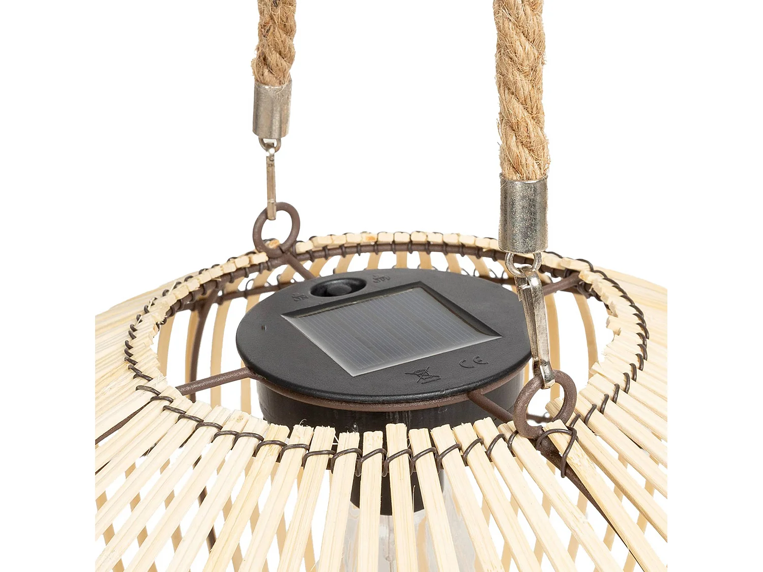 Lampe extérieur solaire LED à suspendre ou à poser Lilou rotin naturel Ø 31.5cm