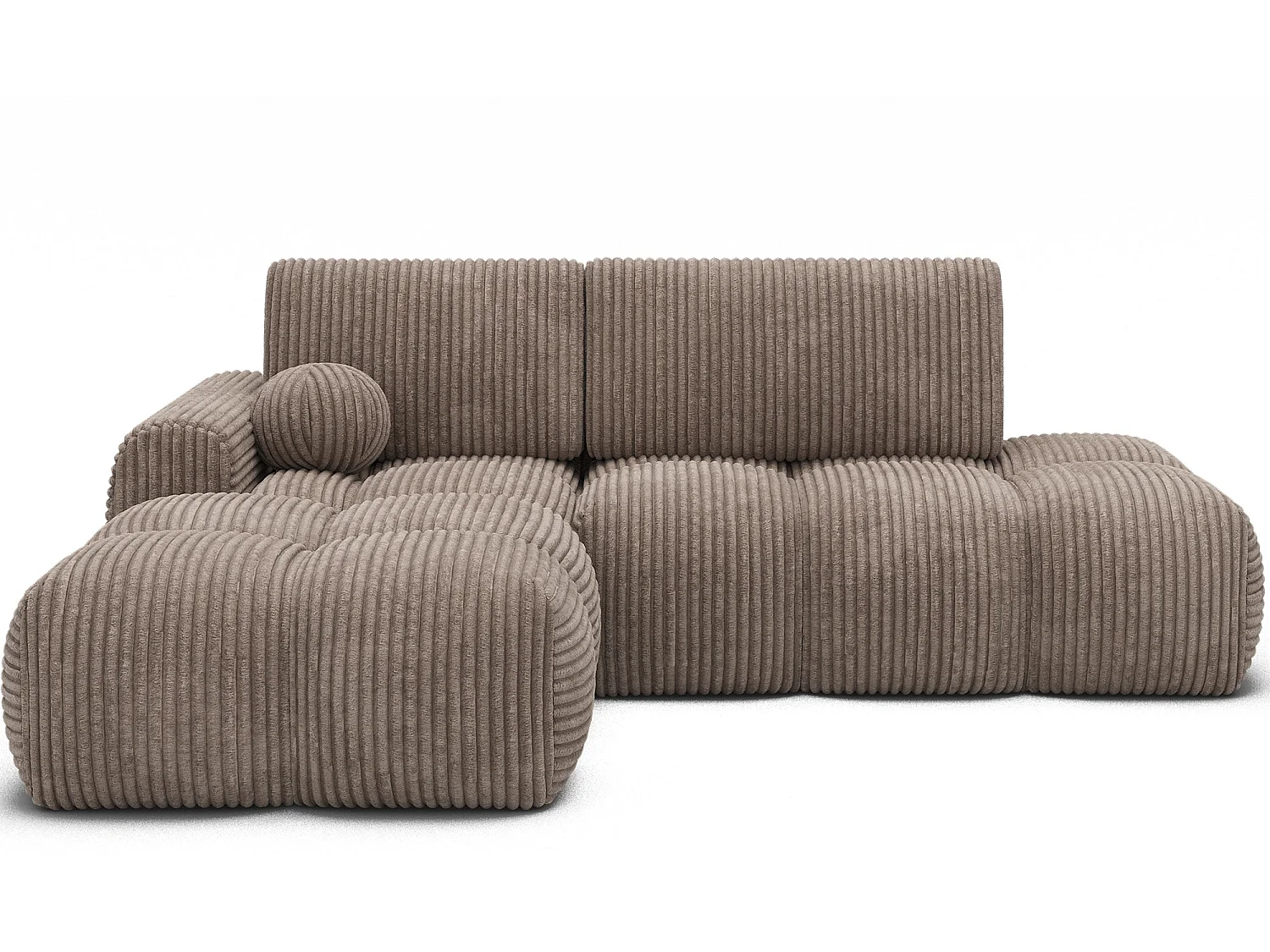 Sofá cama esquinero BINUTO de 3 plazas en tela, 227 cm - Compartimento de almacenaje-Marrón-Ángulo izquierdo