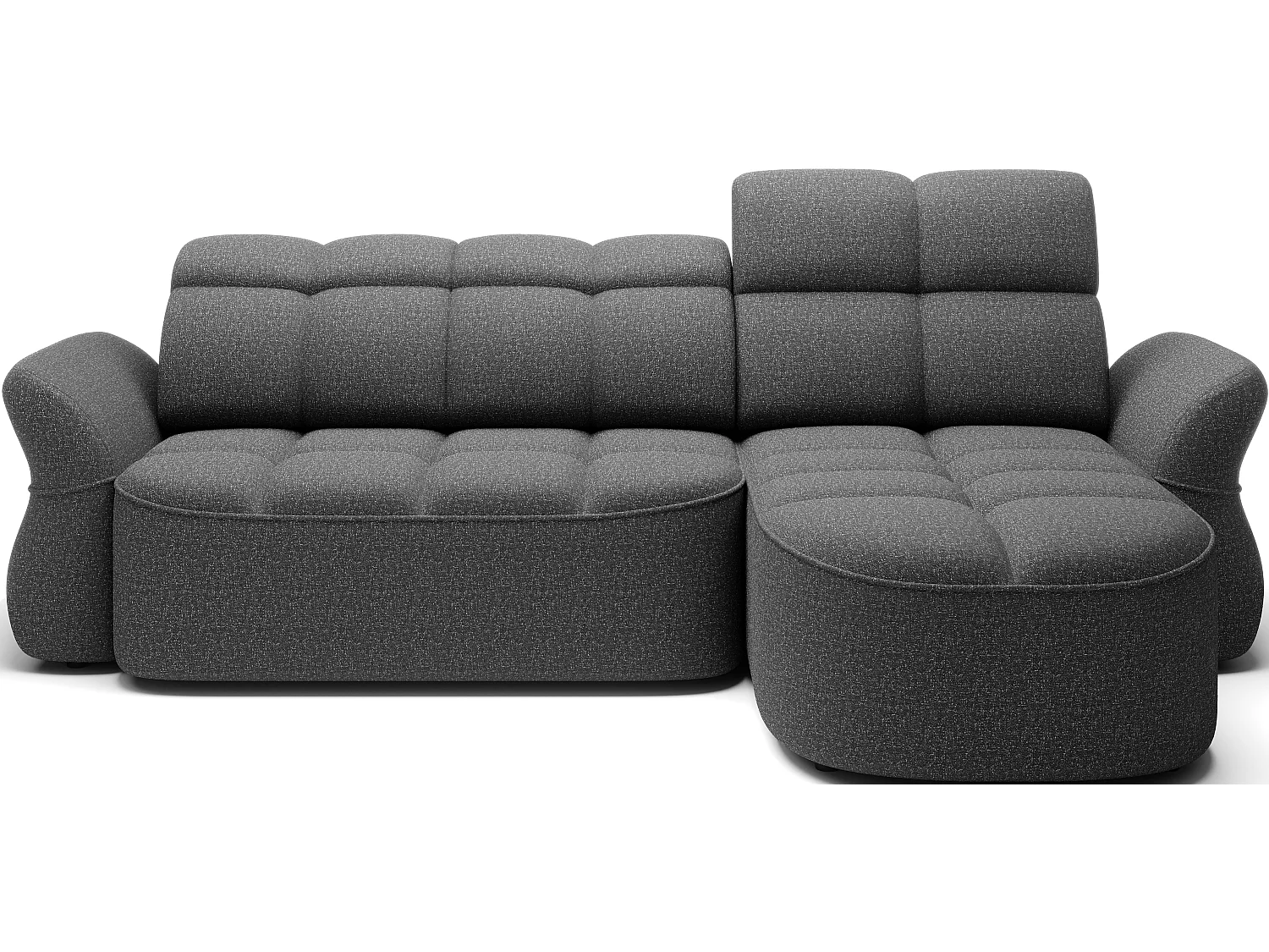 Canapé d’angle convertible 4 places CENTURY en tissu avec coffre – 301cm-Gris foncé-angle droit