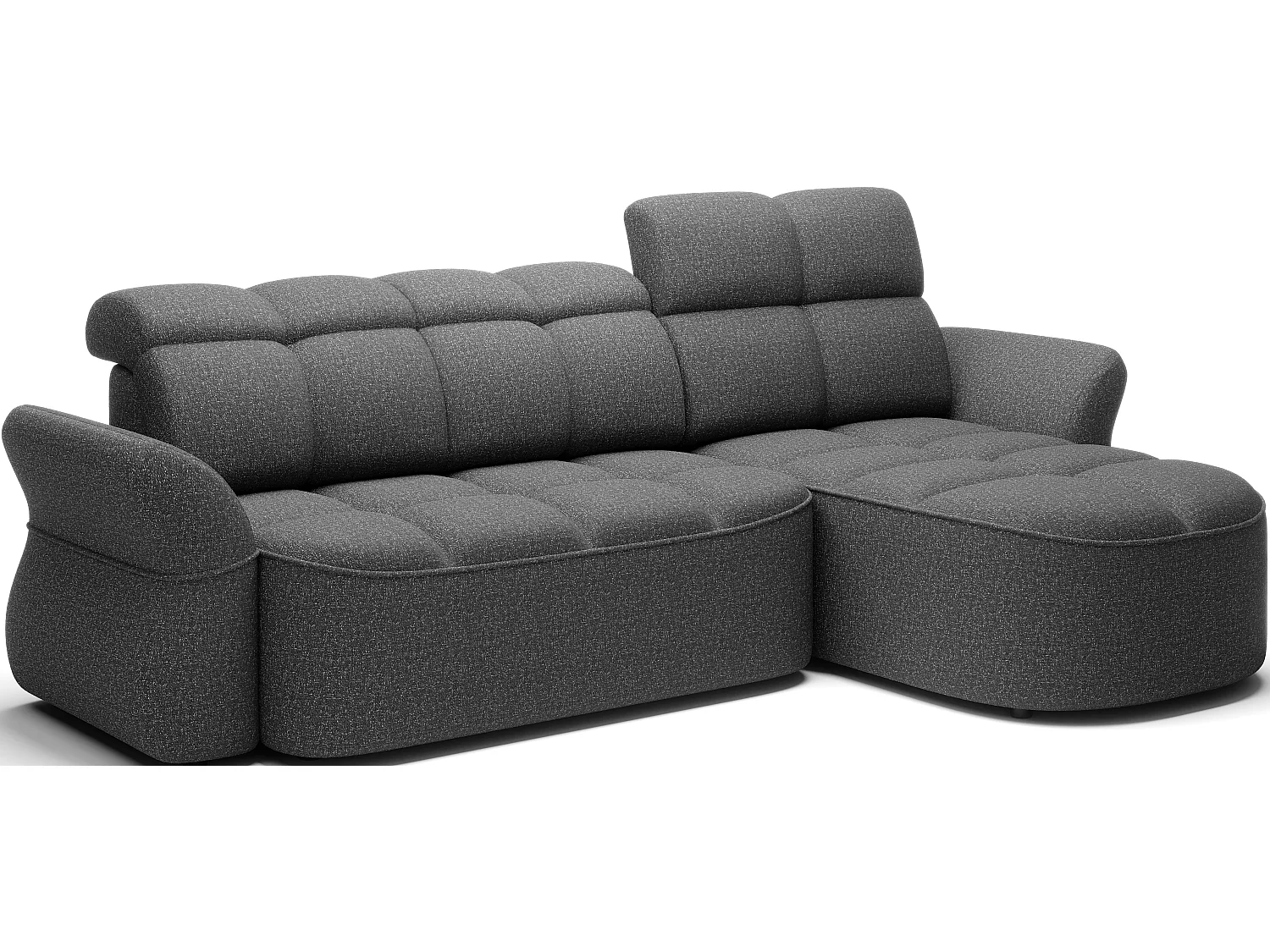 Canapé d’angle convertible 4 places CENTURY en tissu avec coffre – 301cm-Gris foncé-angle droit