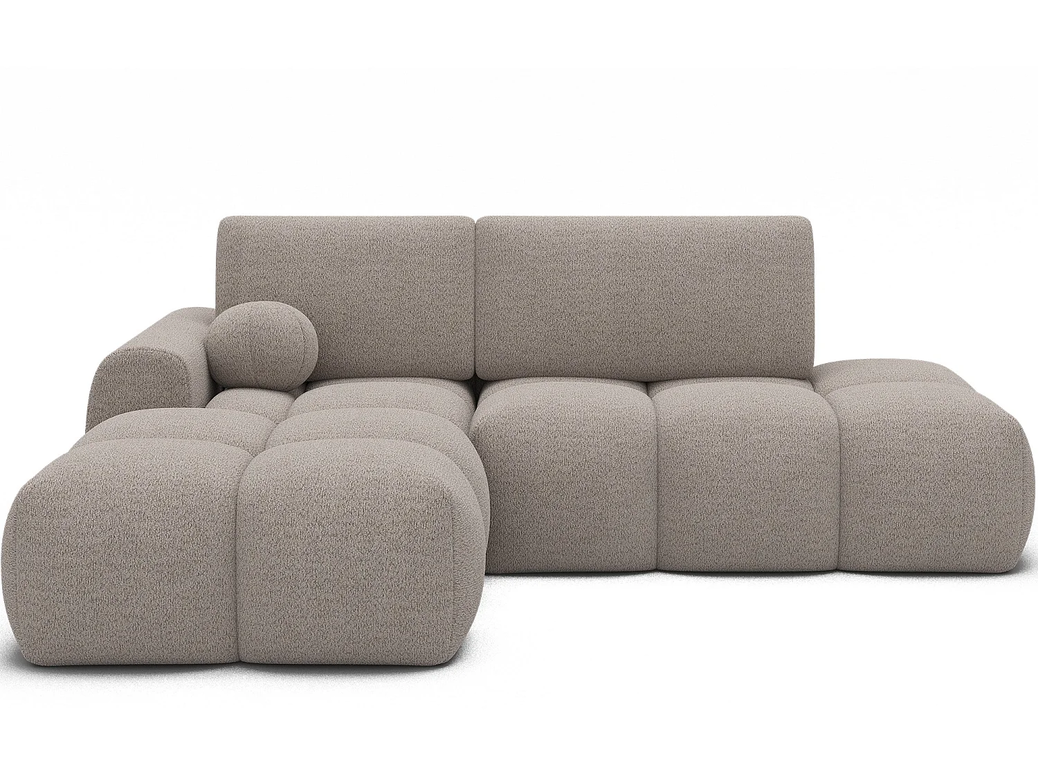 Canapé d’angle convertible 3 places BINUTO en tissu avec coffre de rangement – 227cm-Taupe clair-angle droit