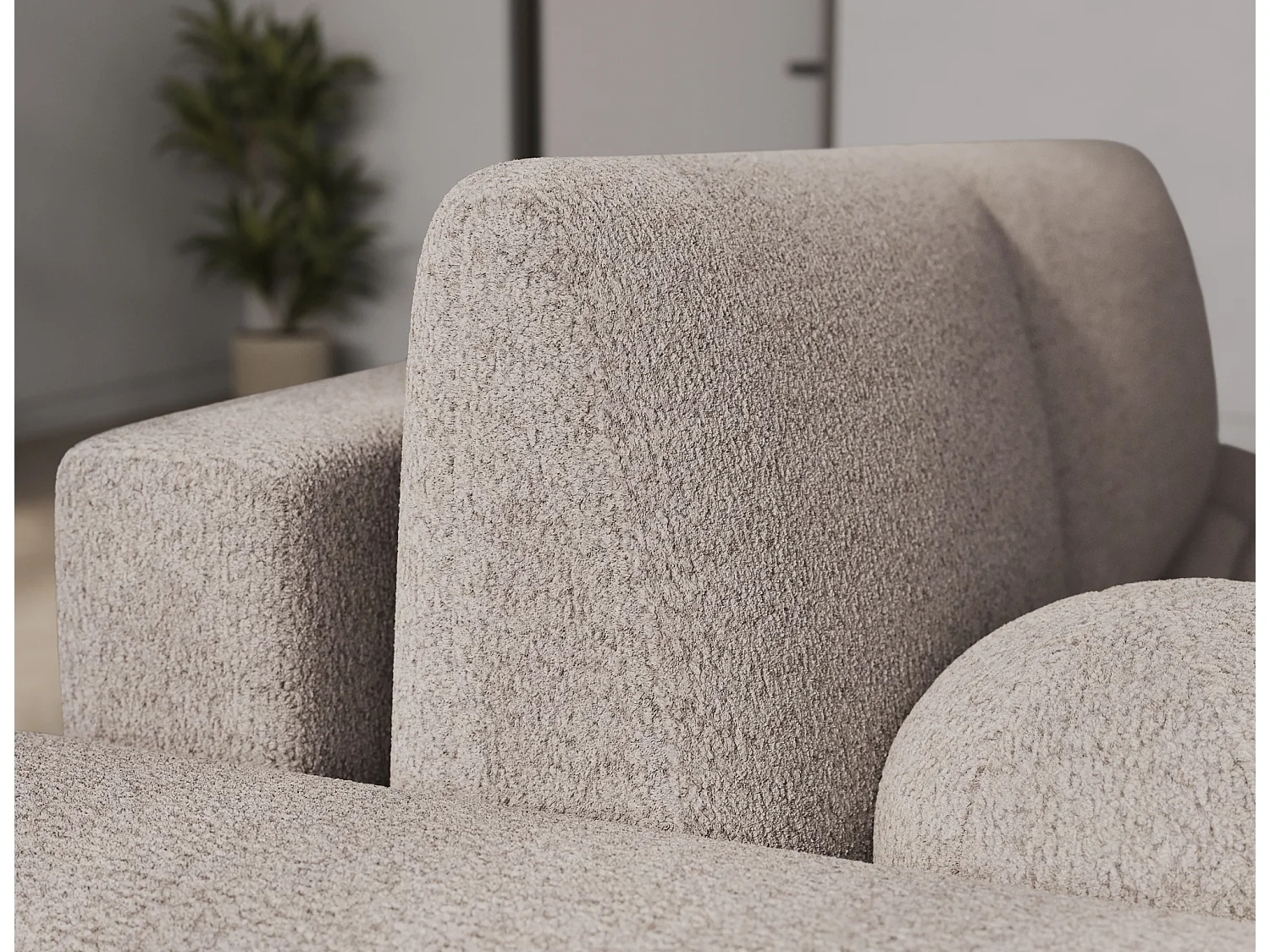 Canapé d’angle convertible 3 places BINUTO en tissu avec coffre de rangement – 227cm-Taupe clair-angle droit